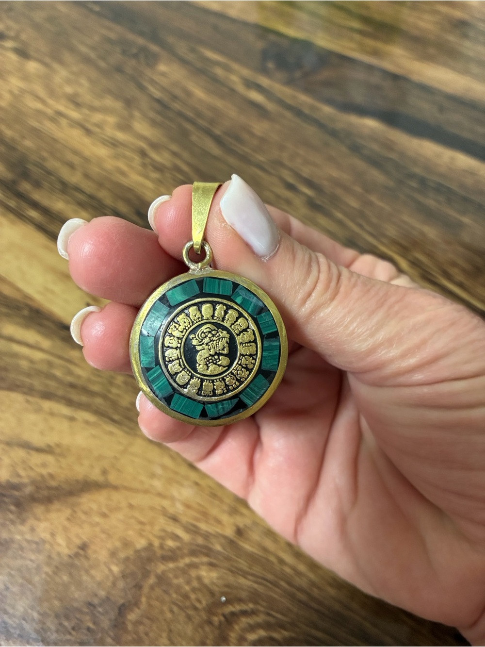 Sterling Silver Turquoise Aztec Medallion Pendant